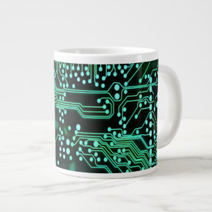 Neon Green Circuit Board Large Coffee Mug