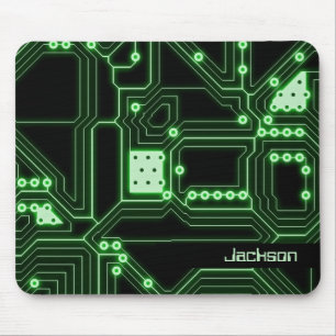 Neon Green Circuit Board Personalised Mouse Mat