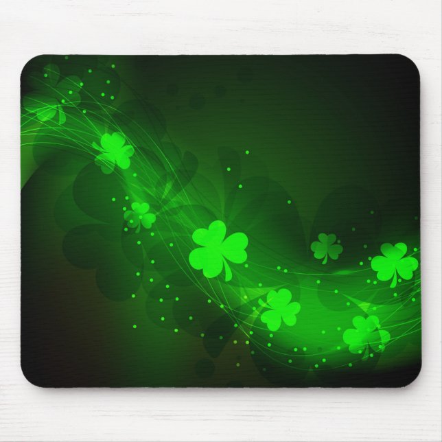 Neon green clover mouse mat (Front)