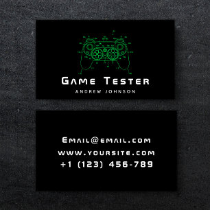 Neon Green Controller Joystick Game Tester Gamer Business Card