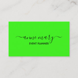 Neon Green Custom Bright Colorful Wedding Events Business Card