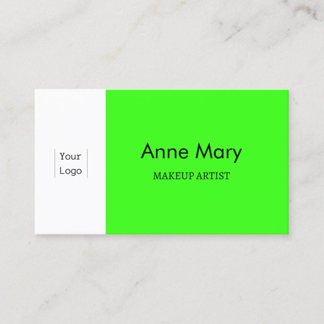 Neon Green Custom Logo Makeup Artist Salon Modern Business Card (Front)