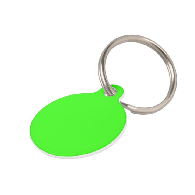 Neon Green Custom Round Pet Tag (Side)