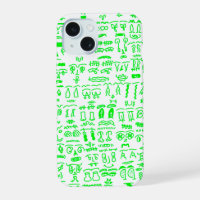 Neon Green Doodle iPhone Case - Abstract Line Art
