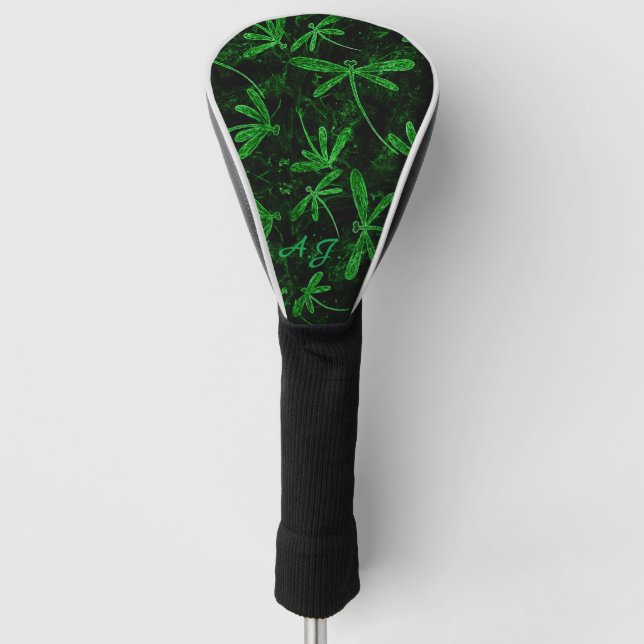 Neon Green Dragonflies Golf Head Cover (Front)