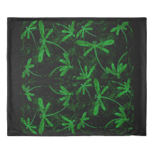 Neon Green Dragonfly Flit Duvet Cover