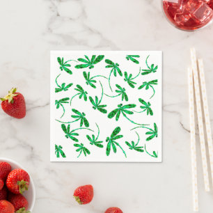 Neon Green Dragonfly Frenzy Napkin