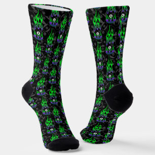 Neon Green Eight Ball  Socks