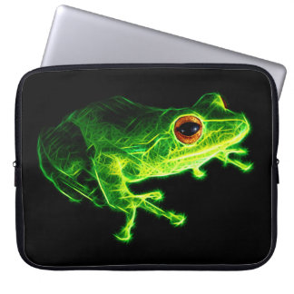Neon Green Electric Tree Frog - Glowing Animal Des Laptop Sleeve