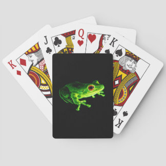 Neon Green Electric Tree Frog - Glowing Animal Des Playing Cards