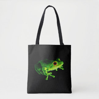 Neon Green Electric Tree Frog - Glowing Animal Des Tote Bag