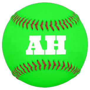 Neon Green Elegant Initial Colour Monogram Bright Softball
