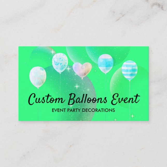 Neon Green Event Party Planner Decor Balloons Calling Card (Front)