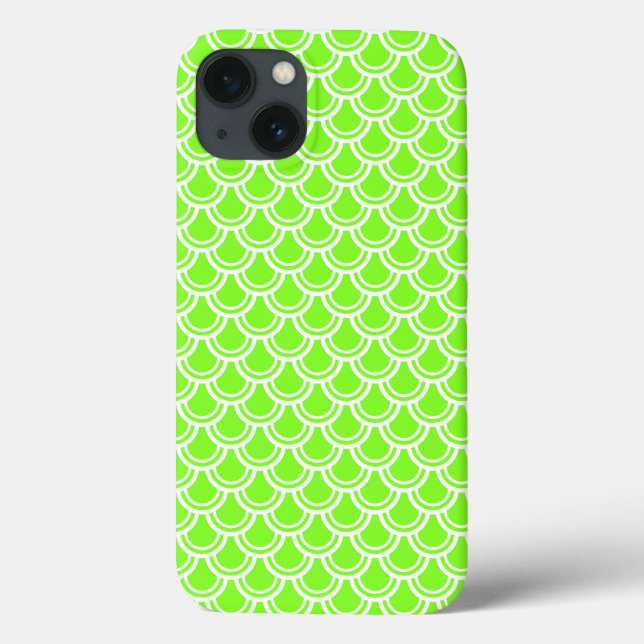 Neon Green Fish Scale Pattern iPad Air Case (Back)