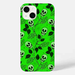 Neon Green Floral Gothic Skull Case-Mate iPhone 14 Case