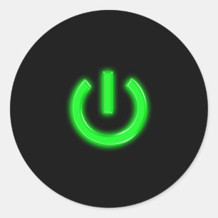 Neon Green Flourescent Power Button Classic Round Sticker