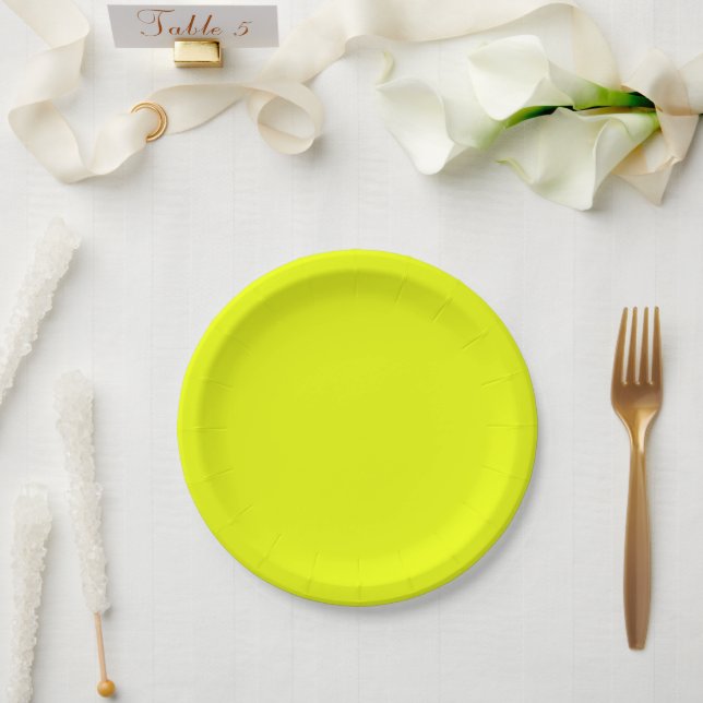 neon green fluorescent solid colour paper plate (Wedding)