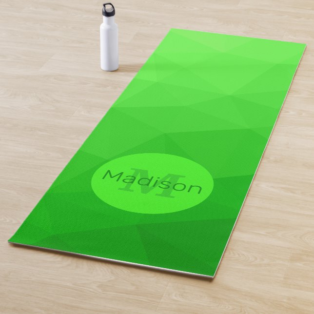 Neon green geometric mesh pattern Monogram Yoga Mat (In Situ)