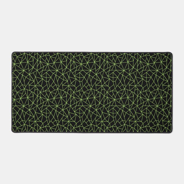 Neon Green Geometric Pattern Desk Mat (Front)