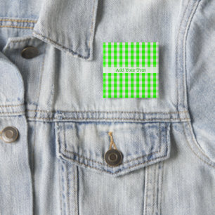 Neon Green Gingham Pattern by Shirley Taylor 15 Cm Square Badge