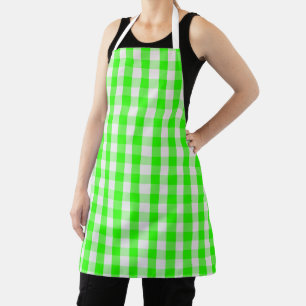 Neon Green Gingham Pattern by Shirley Taylor Apron