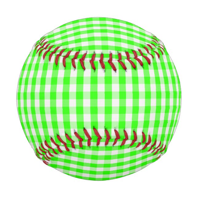 Neon Green Gingham Pattern by Shirley Taylor Baseball (Front)