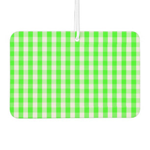 Neon Green Gingham Pattern by Shirley Taylor Car Air Freshener