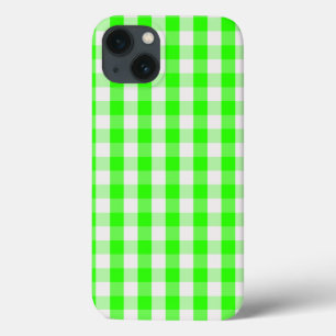 Neon Green Gingham Pattern by Shirley Taylor iPhone 13 Case