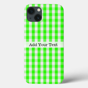 Neon Green Gingham Pattern by Shirley Taylor iPhone 13 Case