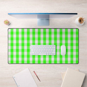 Neon Green Gingham Pattern by Shirley Taylor Desk Mat