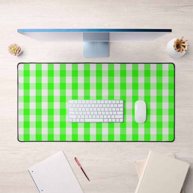 Neon Green Gingham Pattern by Shirley Taylor Desk Mat (Office 1)
