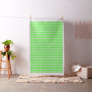 Neon Green Gingham Pattern by Shirley Taylor Fabric