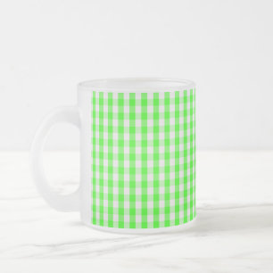 Neon Green Gingham Pattern by Shirley Taylor Frosted Glass Coffee Mug