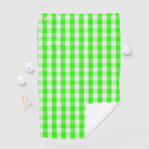 Neon Green Gingham Pattern by Shirley Taylor Golf Towel