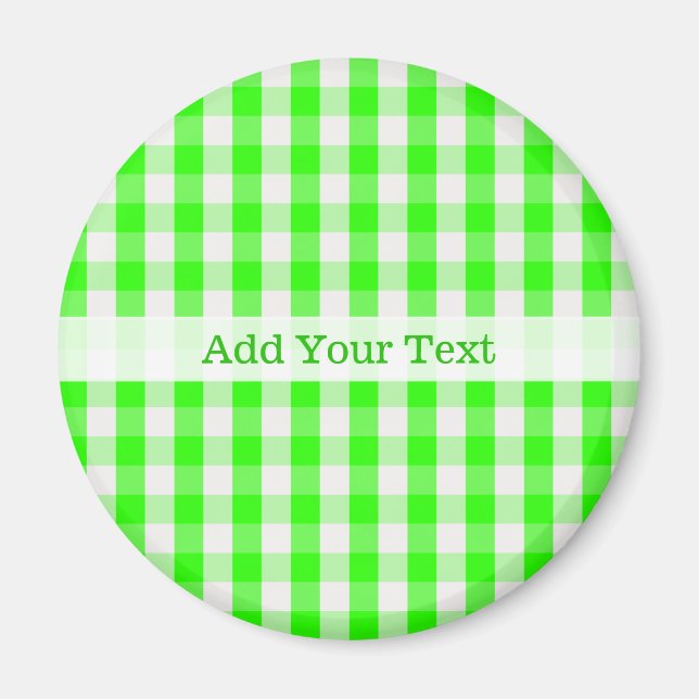 Neon Green Gingham Pattern by Shirley Taylor Magnet (Front)