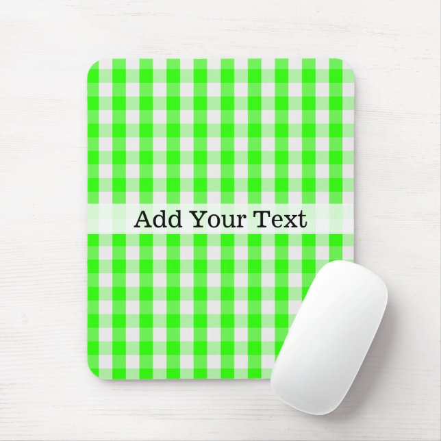 Neon Green Gingham Pattern by Shirley Taylor Mouse Mat (With Mouse)