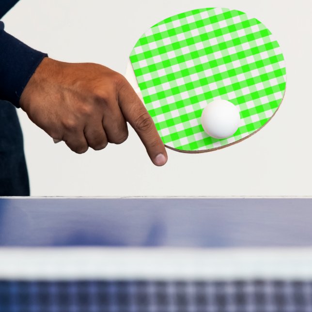 Neon Green Gingham Pattern by Shirley Taylor Ping Pong Paddle (Insitu)