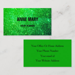 Neon Green Glitter Colourful Wedding Event Planner Business Card