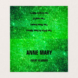 Neon Green Glitter Pattern Colourful Bright Weddin Business Card