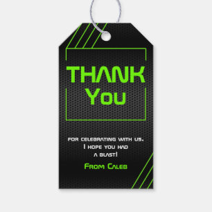 Neon Green Glow Game On Party Favour Tag