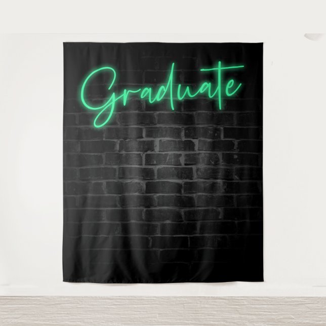 Neon Green Glow Light | Graduate Party Photo Booth Tapestry (Front)