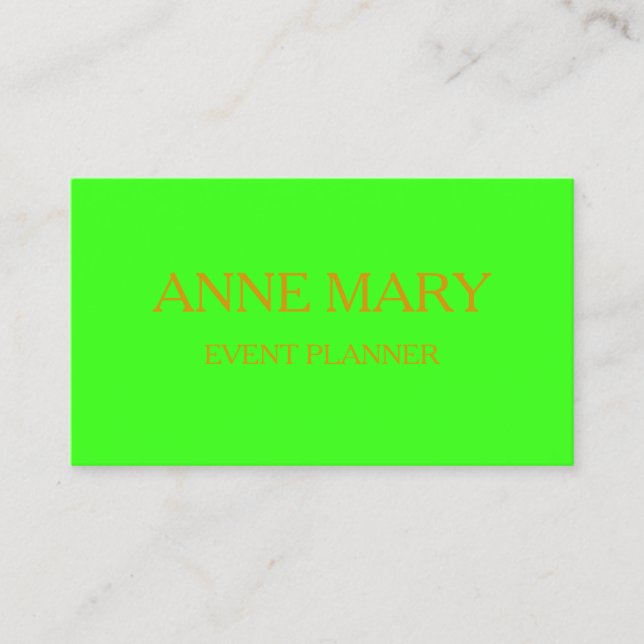 Neon Green Gold Elegant Wedding Event Planner Business Card (Front)