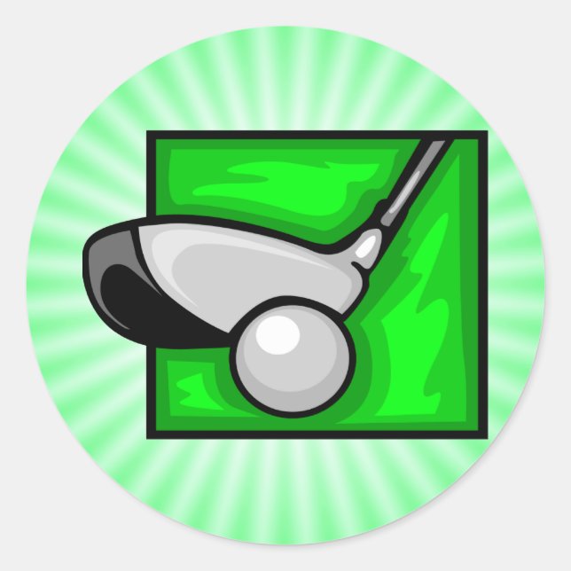 Neon Green Golf Classic Round Sticker (Front)