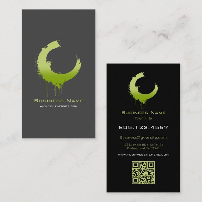 Neon Green Gradient Splash • Custom Editable Business Card (Front/Back)