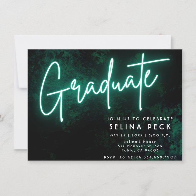 Neon Green Graduation Party Invitation (Front)