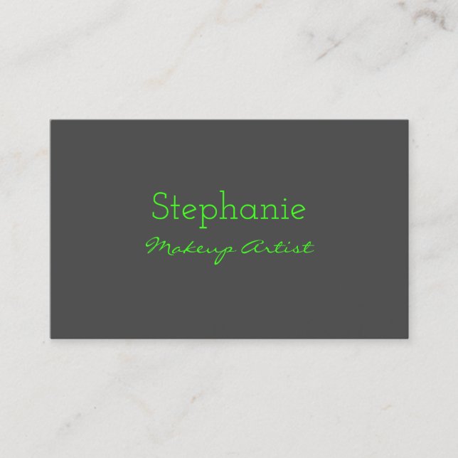 Neon Green Grey Custom Colour Makeup Artist Salon Business Card (Front)