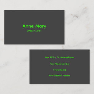 Neon Green Grey Gray Modern Makeup Artist Salon  Business Card