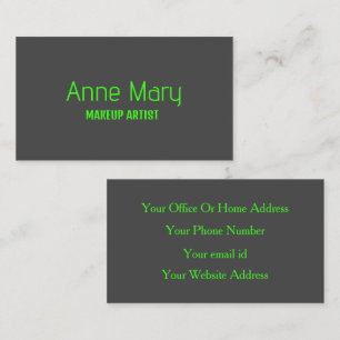 Neon Green Grey Makeup Artist Salon Professional Business Card