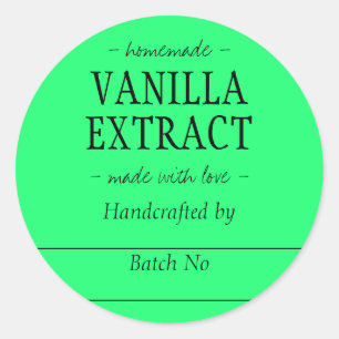 Neon Green Handcrafted Vanilla Extract Kitchen Jar Classic Round Sticker