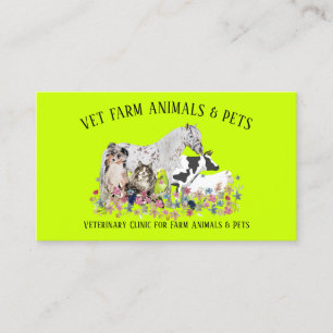 neon green Horse Cow Sheep Dog Cat Bird Animal Pet Business Card